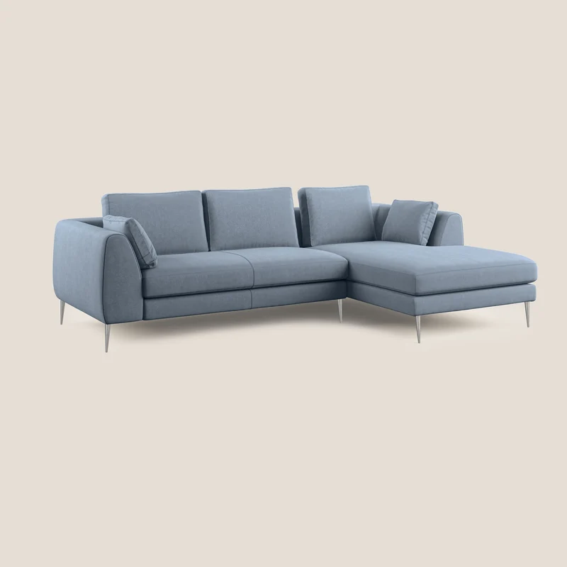 Plano canapé d'angle moderne en microfibre technique détachable T11 sucre glace