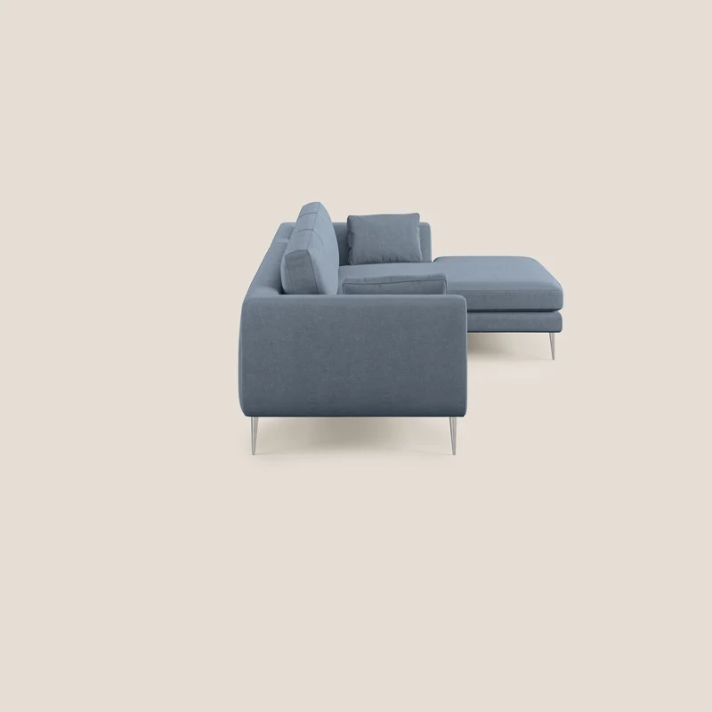 Plano canapé d'angle moderne en microfibre technique détachable T11 sucre glace
