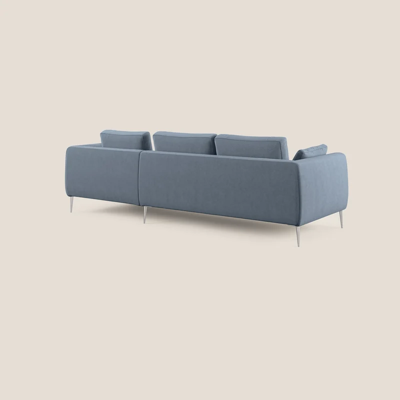 Plano canapé d'angle moderne en microfibre technique détachable T11 sucre glace