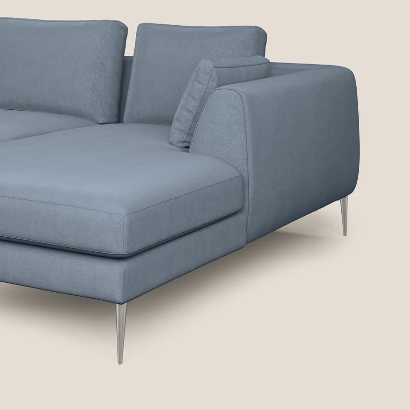 Plano canapé d'angle moderne en microfibre technique détachable T11 sucre glace