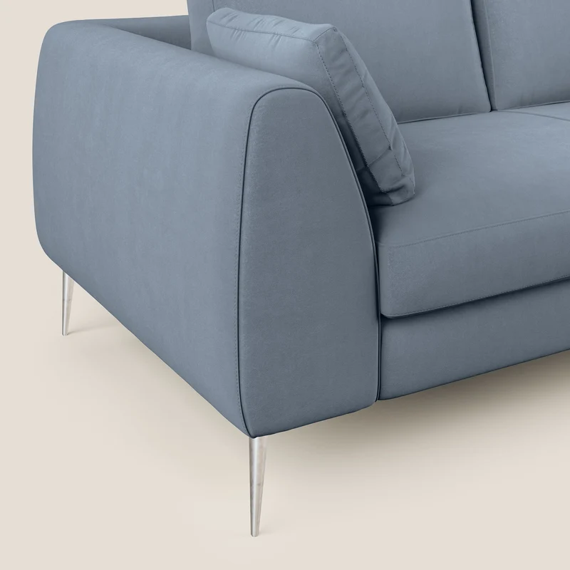 Plano canapé d'angle moderne en microfibre technique détachable T11 sucre glace