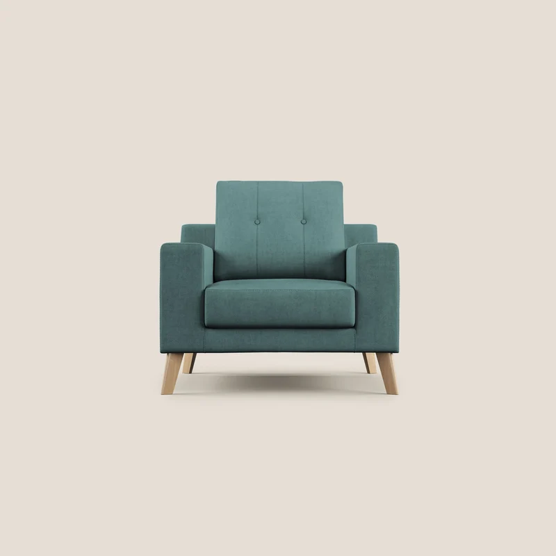 Danish Fauteuil en tissu doux imperméable T02 bleu canard