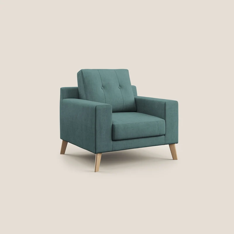 Danish Fauteuil en tissu doux imperméable T02 bleu canard