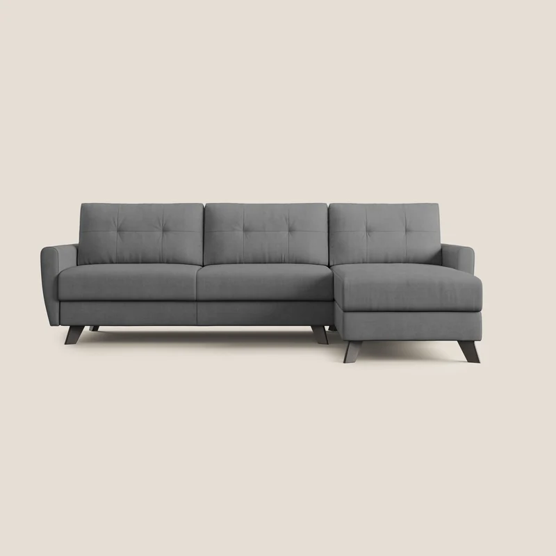 Callisto Canapé d'angle convertible en tissu doux imperméable T02 gris