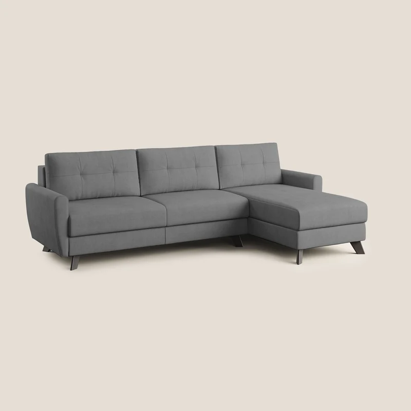 Callisto Canapé d'angle convertible en tissu doux imperméable T02 gris
