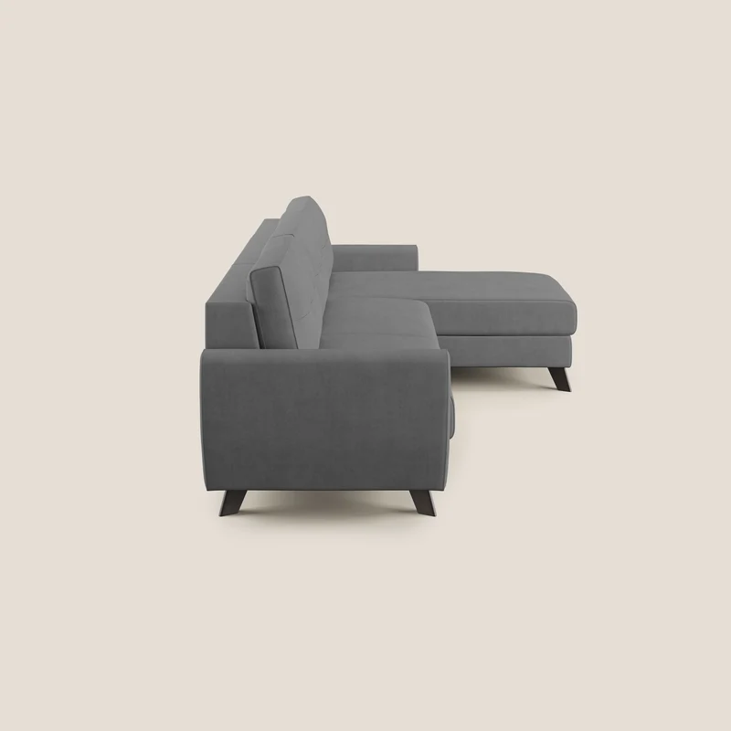 Callisto Canapé d'angle convertible en tissu doux imperméable T02 gris