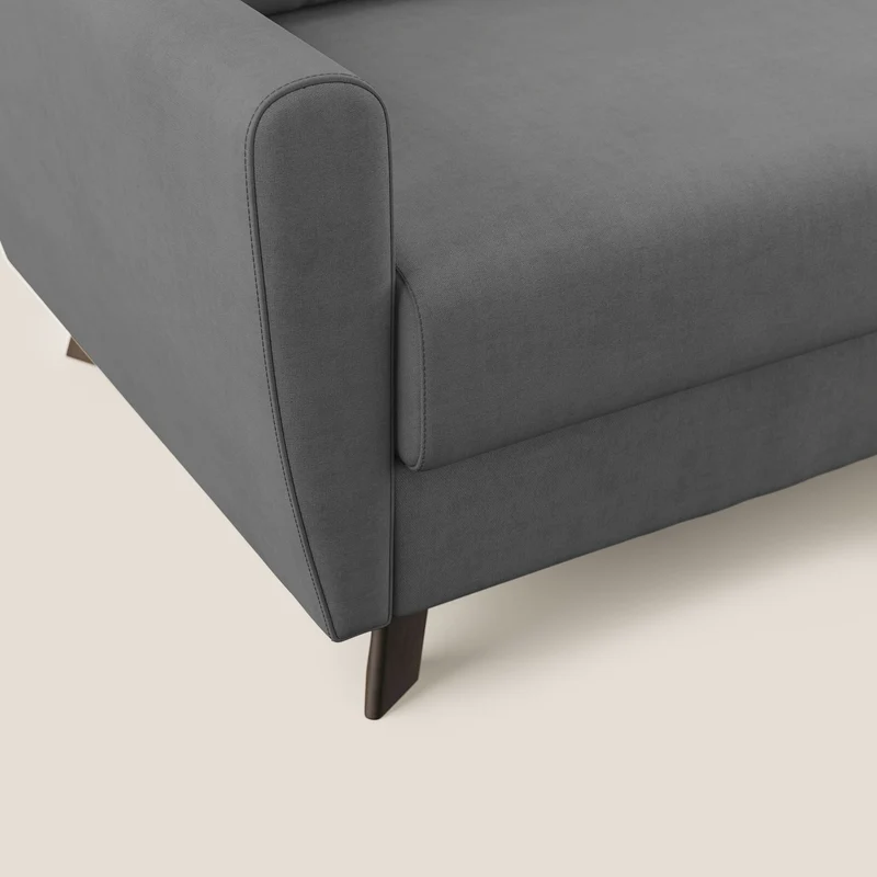 Callisto Canapé d'angle convertible en tissu doux imperméable T02 gris