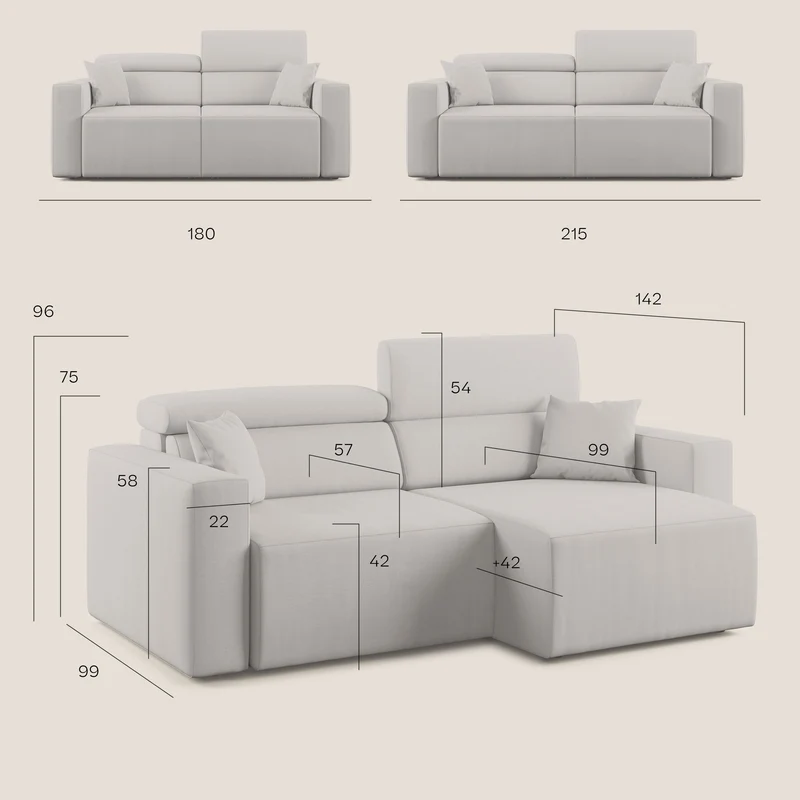 Orwell canapé avec assise extractible en microfibre détachable T11 bleu