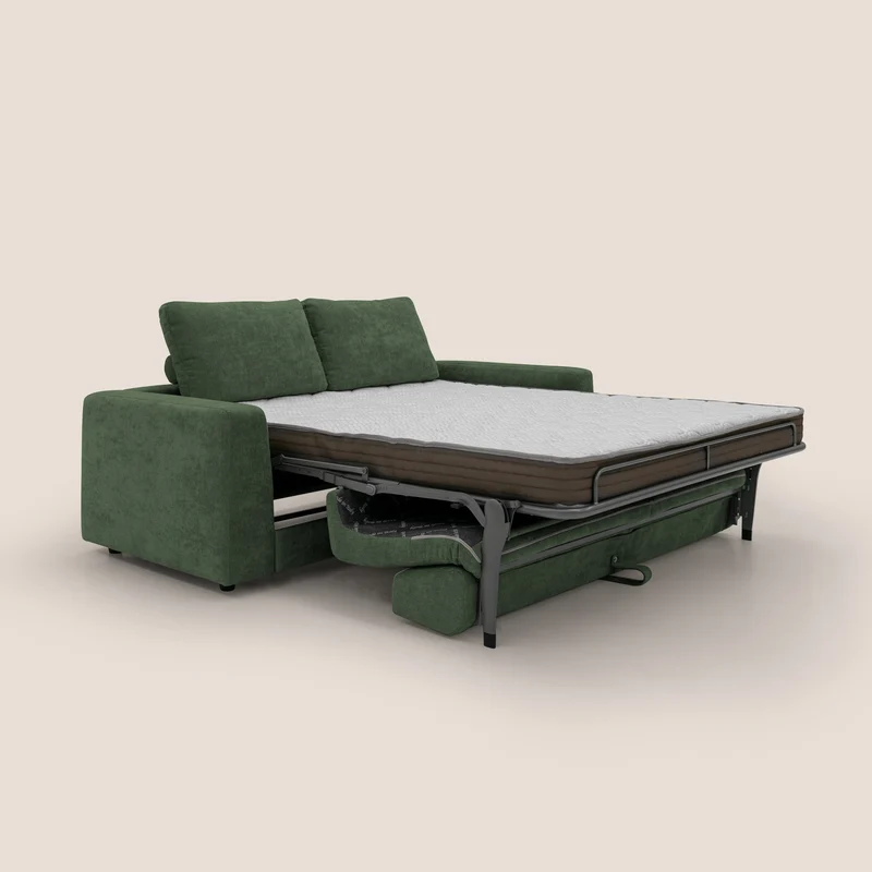 Freia Canapé convertible minimaliste matelas h15cm aux dossiers moelleux en tissu imperméable T14 vert