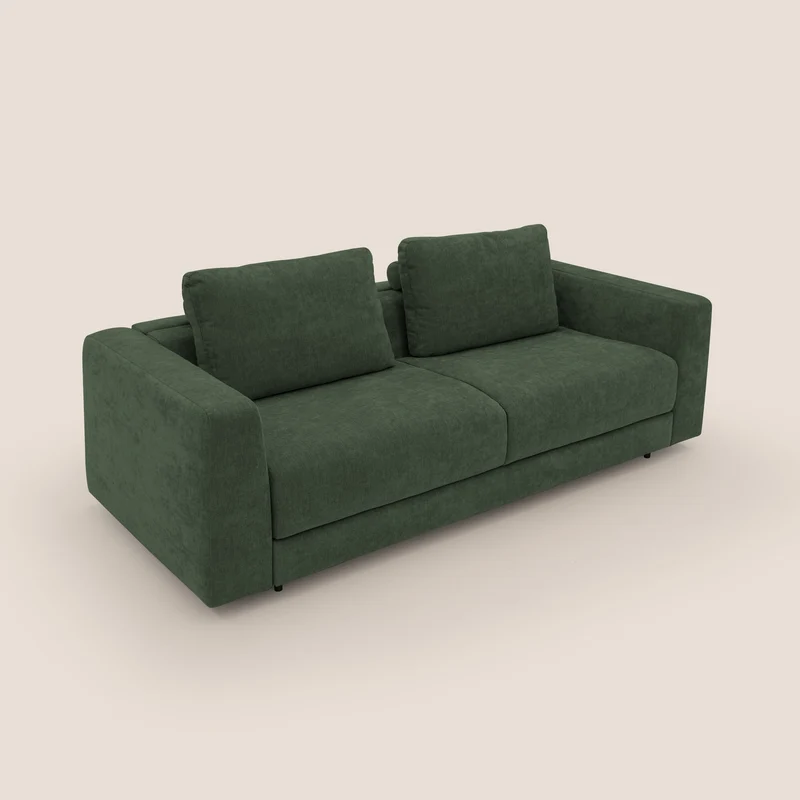 Freia Canapé convertible minimaliste matelas h15cm aux dossiers moelleux en tissu imperméable T14 vert