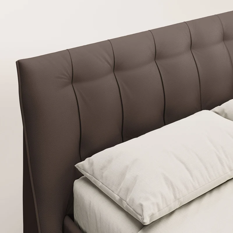 Clizia Lit de design avec coffre de rangement en simili-cuir imperméable T04 marron