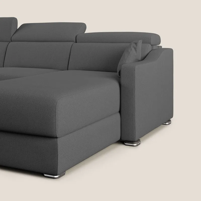 Amber canapé d'angle convertible en tissu détachable T05 anthracite