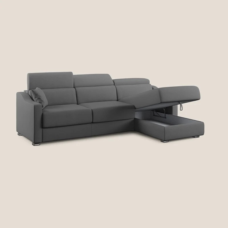 Amber canapé d'angle convertible en tissu détachable T05 anthracite