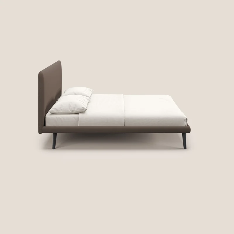 Noel lit minimaliste scandinave avec pieds foncés et tissu flammé imperméable T19 marron
