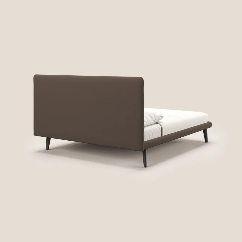 Noel lit minimaliste scandinave avec pieds foncés et tissu flammé imperméable T19 marron