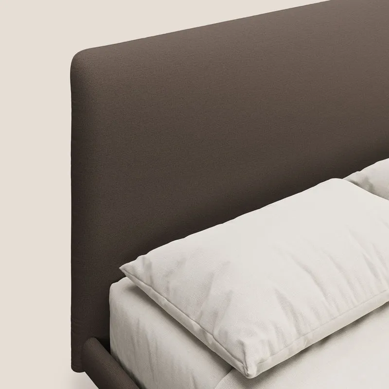 Noel lit minimaliste scandinave avec pieds foncés et tissu flammé imperméable T19 marron