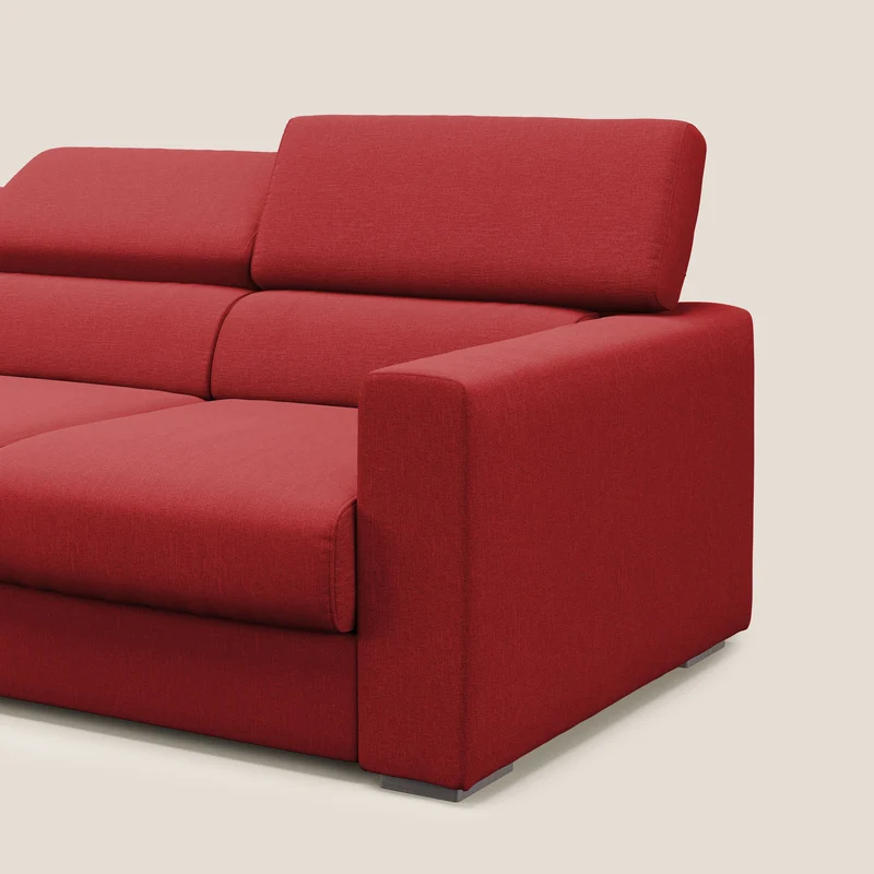 Dylan canapé avec pouf extractible à 3 assises en tissu effet coton imperméable T13 rouge