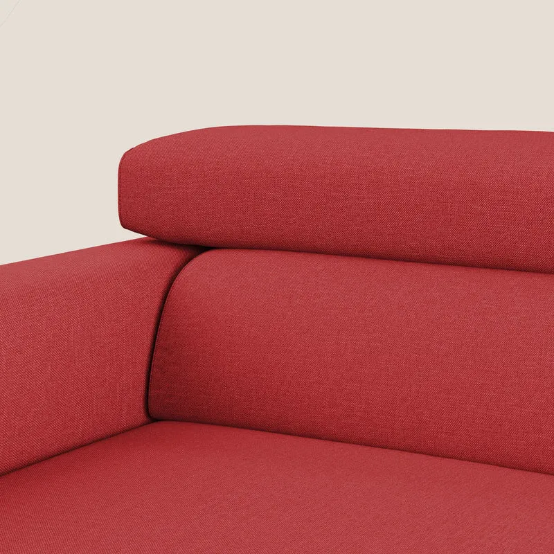 Dylan canapé avec pouf extractible à 3 assises en tissu effet coton imperméable T13 rouge