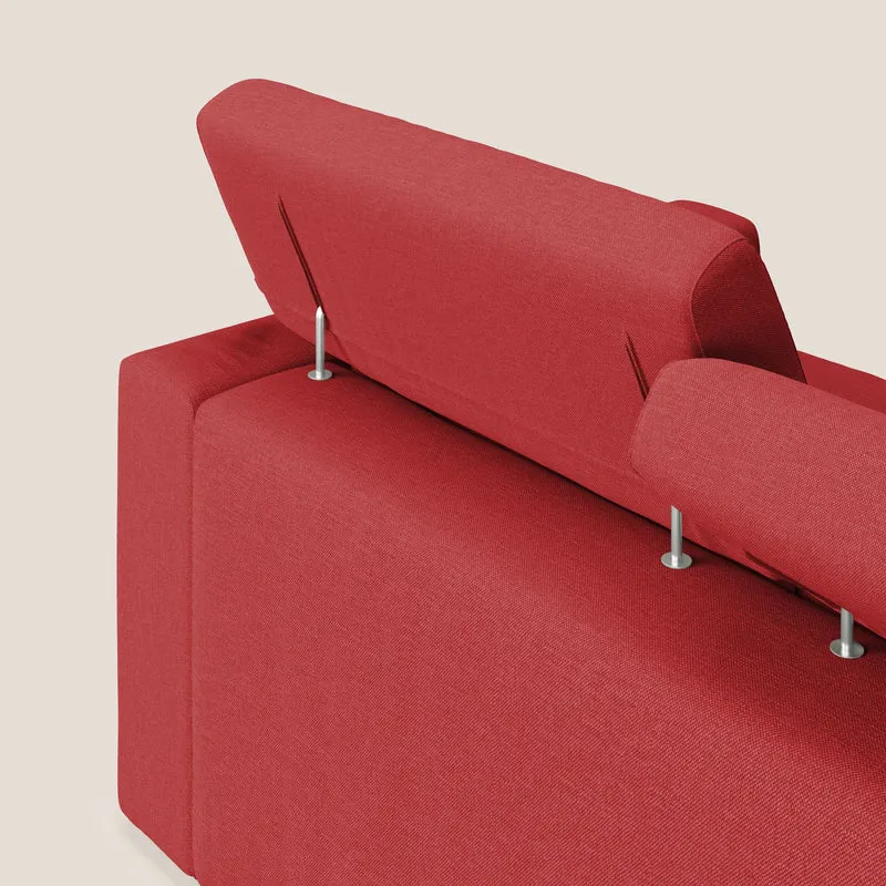 Dylan canapé avec pouf extractible à 3 assises en tissu effet coton imperméable T13 rouge