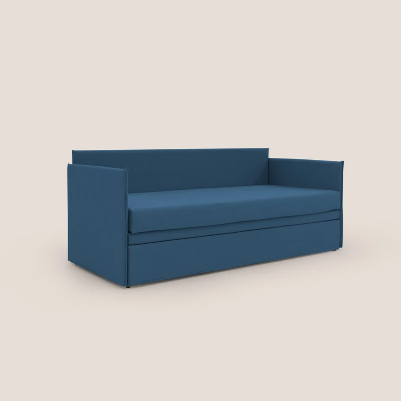 Brenta Canapé duplex avec lits jumeaux et tissu effet coton imperméable T13 bleu