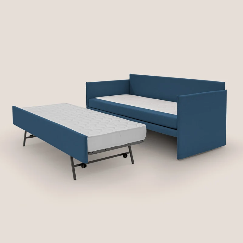 Brenta Canapé duplex avec lits jumeaux et tissu effet coton imperméable T13 bleu