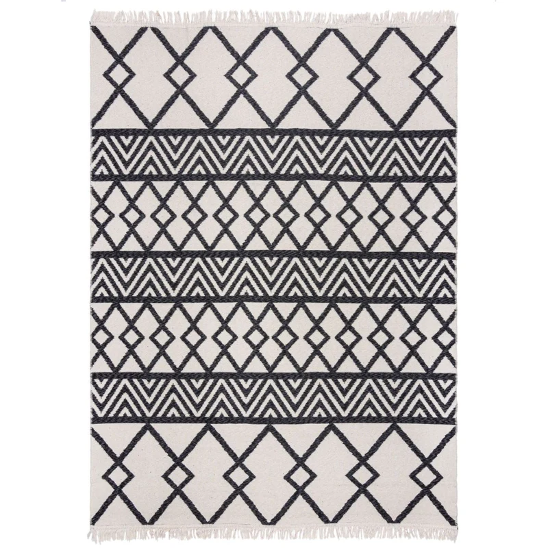 Tapis Teo noir en matières recyclées