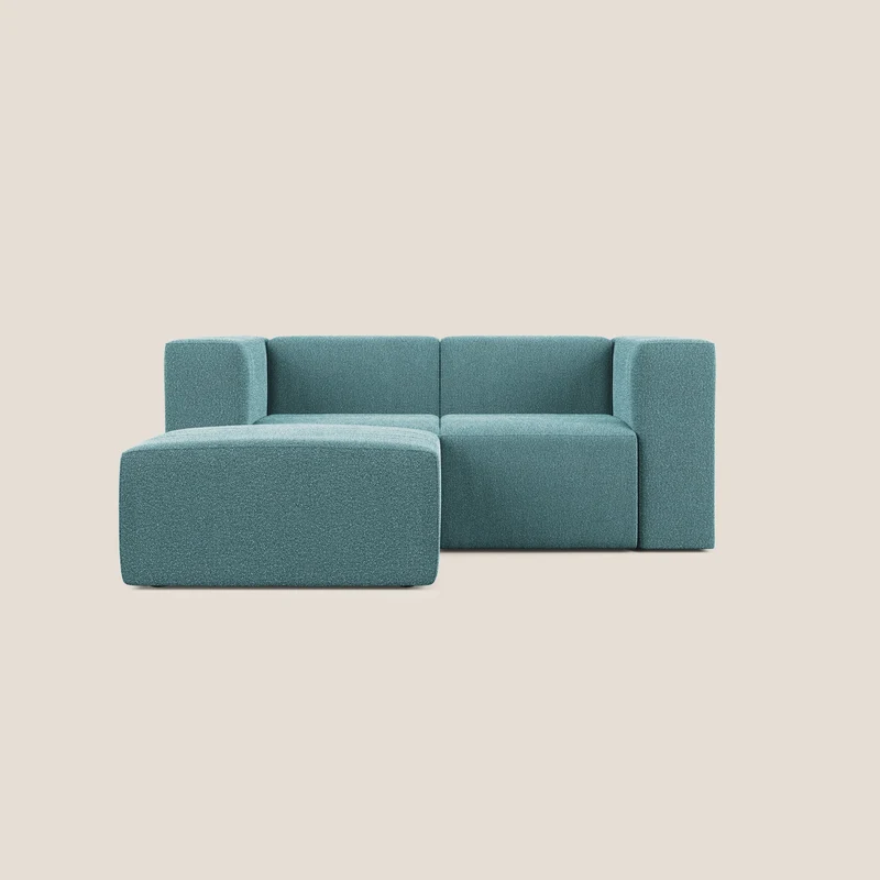 Nettuno canapé d'angle reversible modulable en bouclette douce T07 bleu ciel