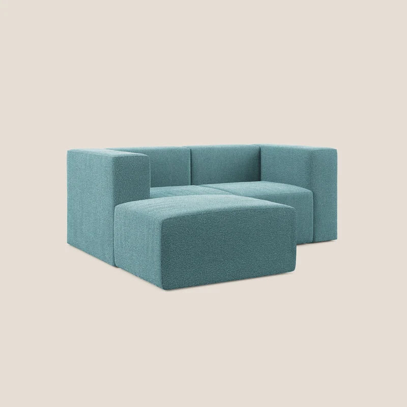 Nettuno canapé d'angle reversible modulable en bouclette douce T07 bleu ciel