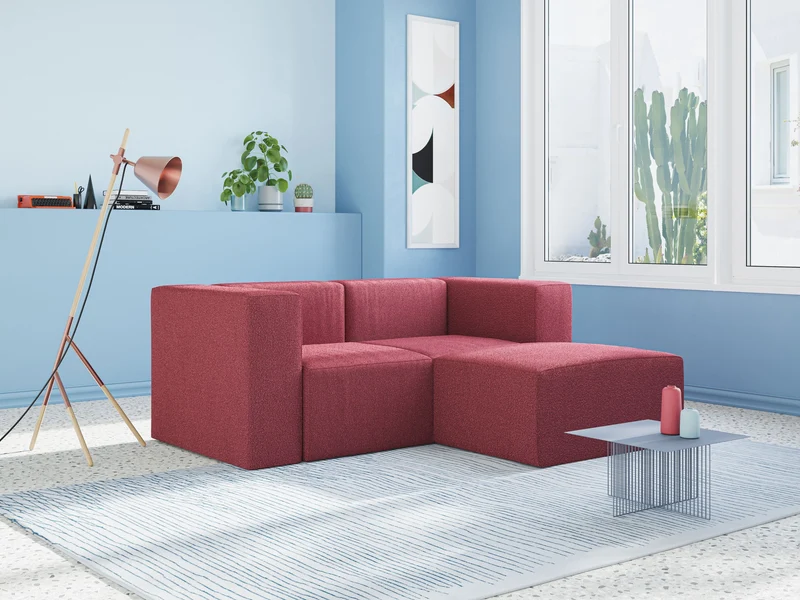 Nettuno canapé d'angle reversible modulable en bouclette douce T07 bleu ciel