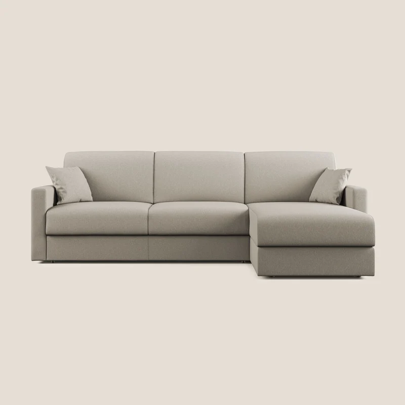 Chris Canapé d'angle 5 places en tissu imperméable T13 crème