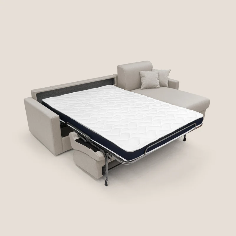 Chris Canapé d'angle 5 places en tissu imperméable T13 crème
