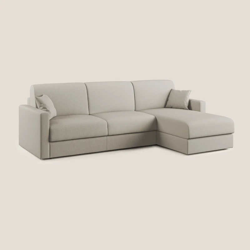Chris Canapé d'angle 5 places en tissu imperméable T13 crème