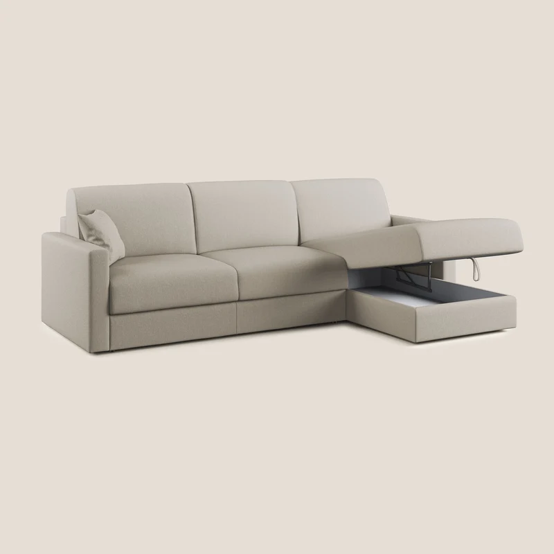 Chris Canapé d'angle 5 places en tissu imperméable T13 crème