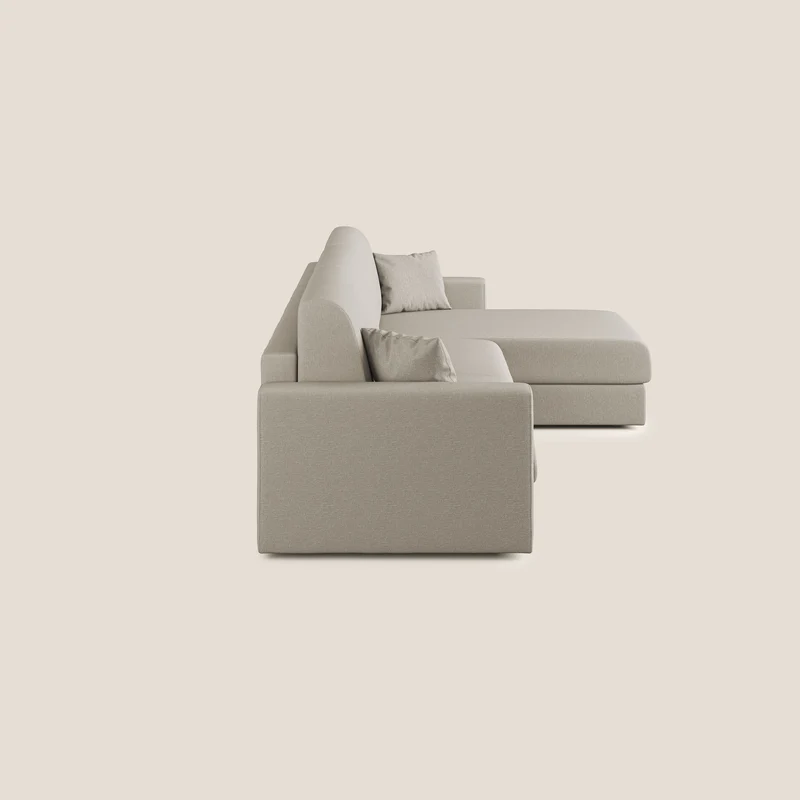 Chris Canapé d'angle 5 places en tissu imperméable T13 crème