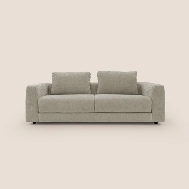 Freia Canapé convertible minimaliste matelas h15cm aux dossiers moelleux en tissu imperméable T14 Taupe tortora