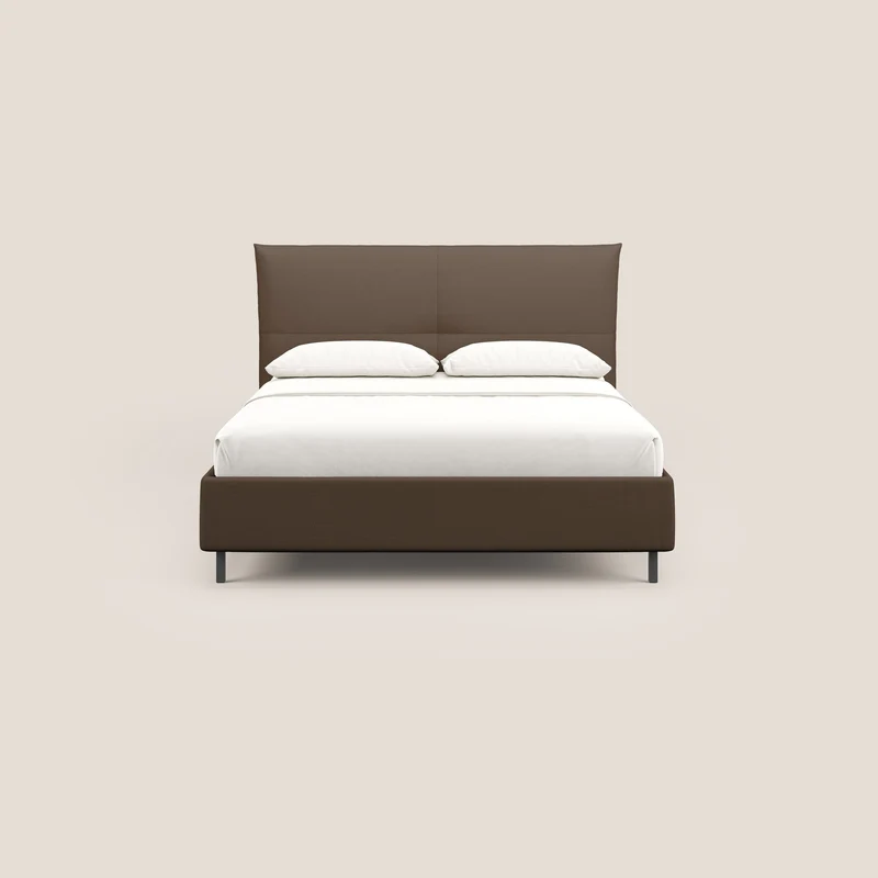 Izumi Lit rembourré avec coffre et pieds hauts en tissu détachable T05 marron