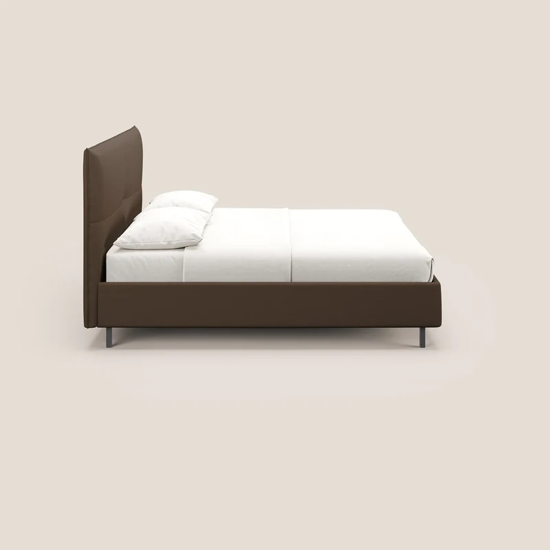 Izumi Lit rembourré avec coffre et pieds hauts en tissu détachable T05 marron