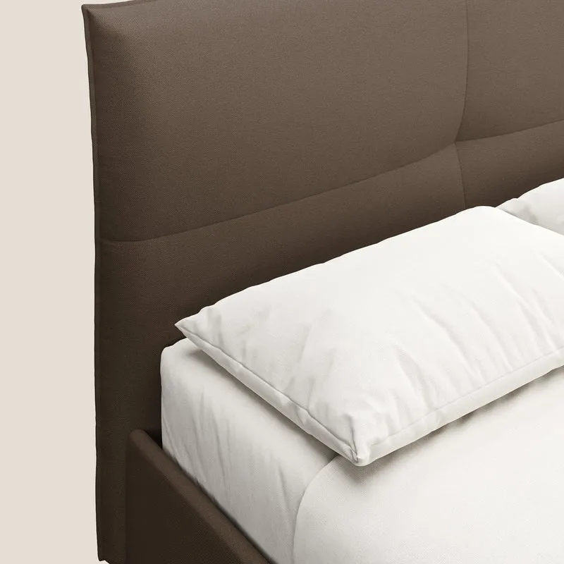 Izumi Lit rembourré avec coffre et pieds hauts en tissu détachable T05 marron