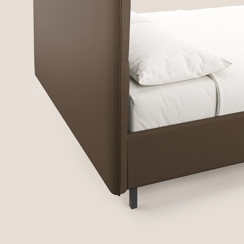 Izumi Lit rembourré avec coffre et pieds hauts en tissu détachable T05 marron