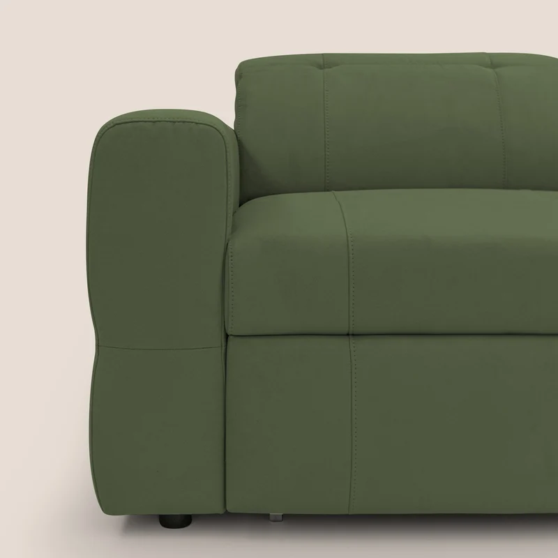 Kronos Canapé d'angle avec pouf extractible et coffre de rangement en microfibre imperméable T11 vert