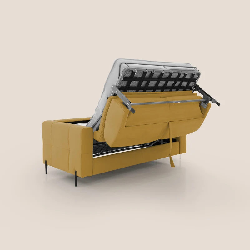Ortensia canapé convertible matelas H 18cm et pieds hauts en élégante microfibre détachable T11 jaune