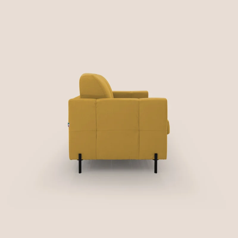Ortensia canapé convertible matelas H 18cm et pieds hauts en élégante microfibre détachable T11 jaune