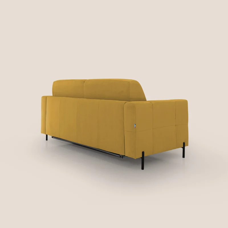 Ortensia canapé convertible matelas H 18cm et pieds hauts en élégante microfibre détachable T11 jaune