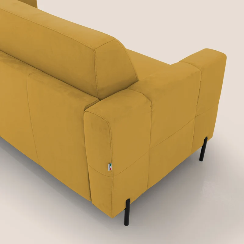 Ortensia canapé convertible matelas H 18cm et pieds hauts en élégante microfibre détachable T11 jaune