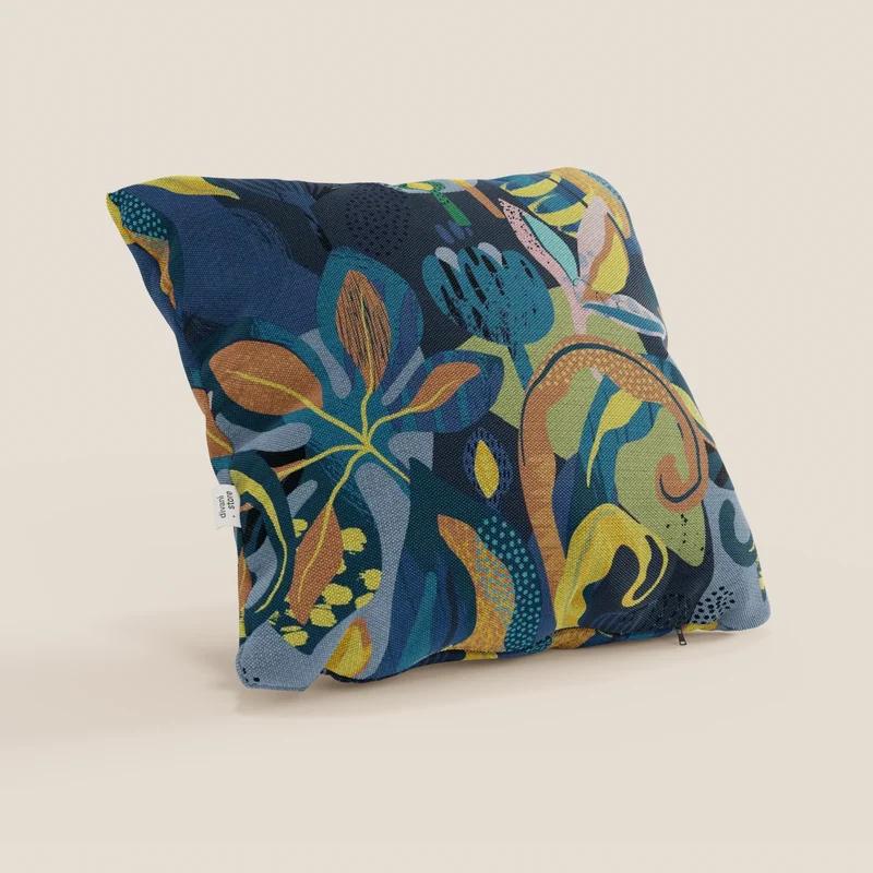 Joy Collection de coussins à motifs multicolores en tissu de coton frais et imperméable bleu