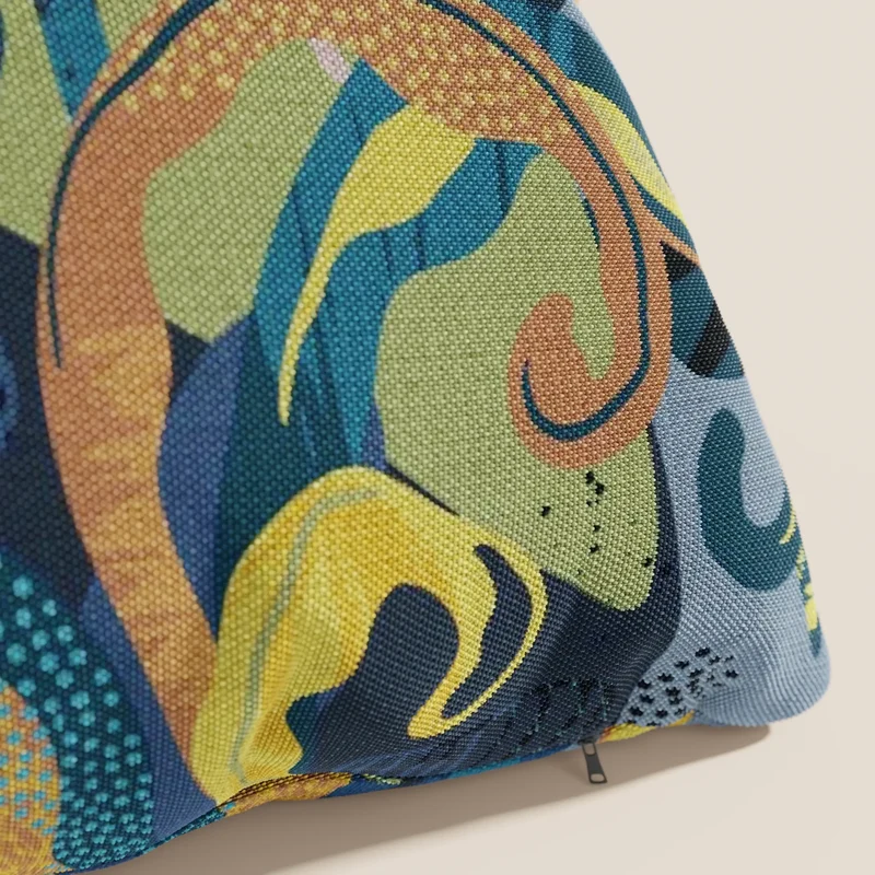 Joy Collection de coussins à motifs multicolores en tissu de coton frais et imperméable bleu