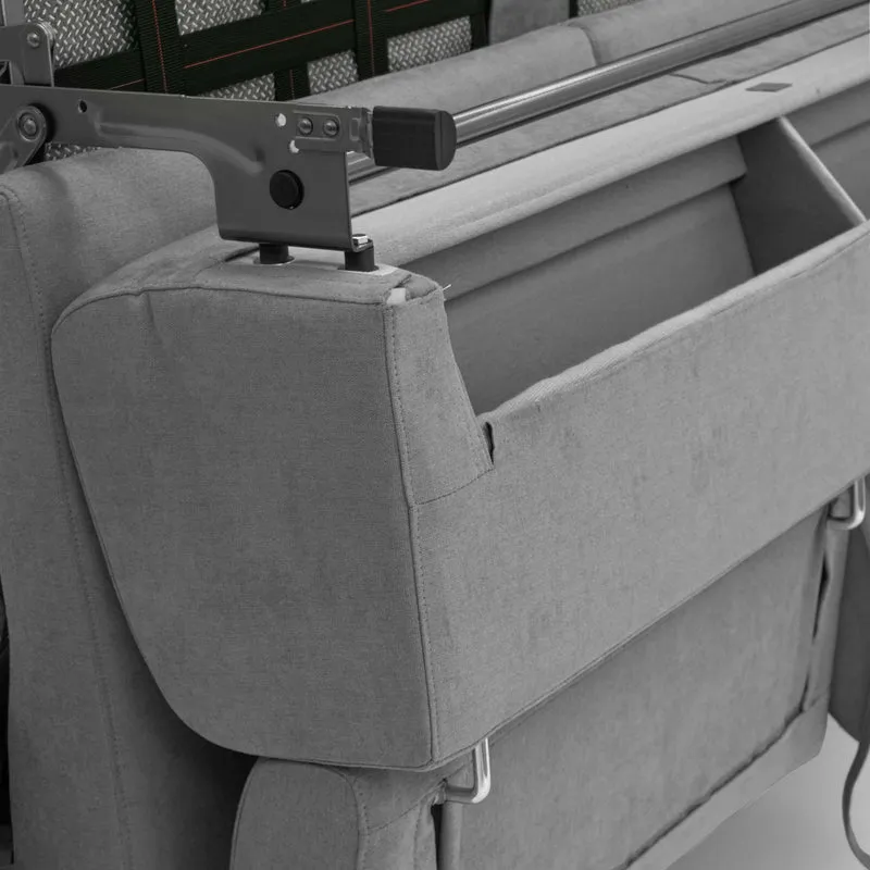 Bjorn Canapé convertible avec matelas H 18cm et têtières réglables en tissu imperméable T02 gris