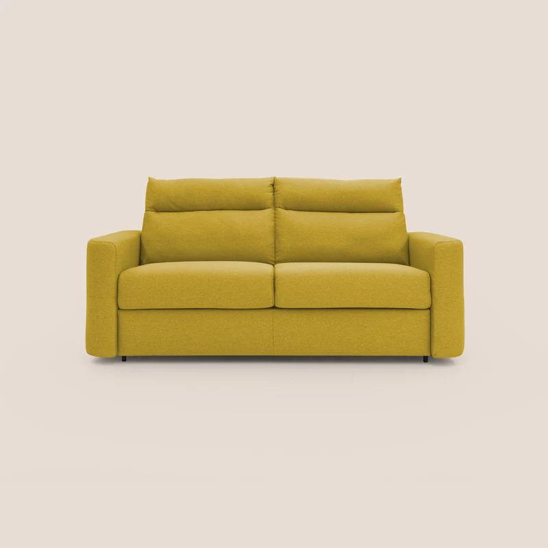 Cupido Canapé convertible matelas H18 cm au dossier haut moelleux en tissu imperméable T13 jaune