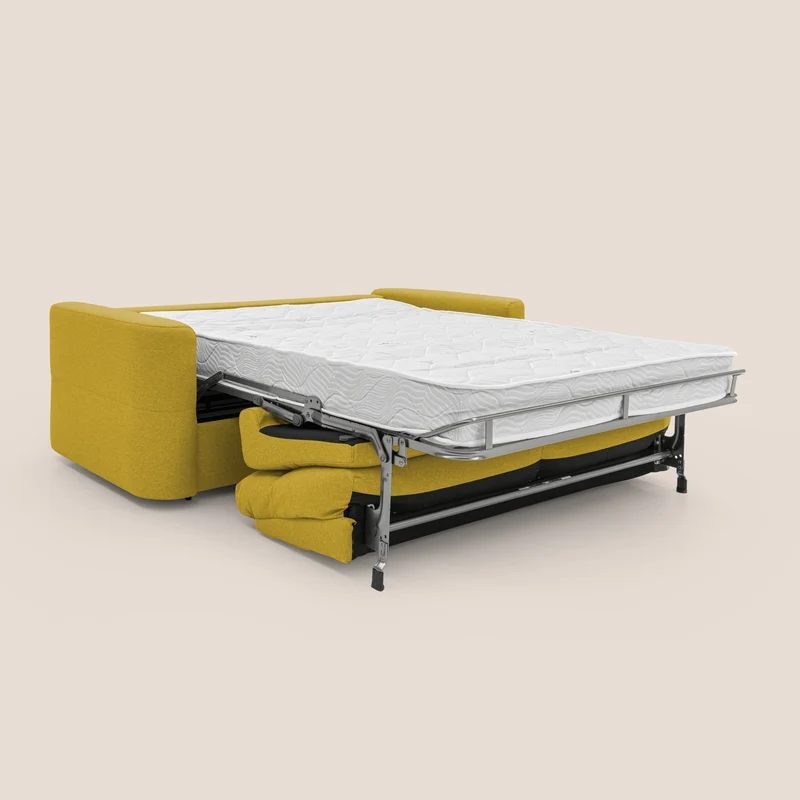 Cupido Canapé convertible matelas H18 cm au dossier haut moelleux en tissu imperméable T13 jaune