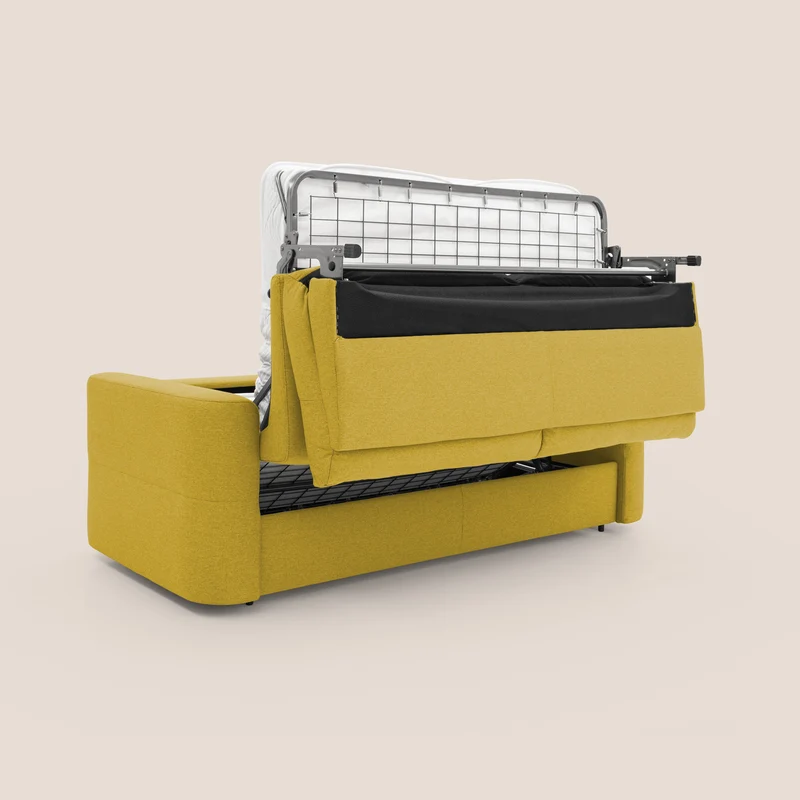 Cupido Canapé convertible matelas H18 cm au dossier haut moelleux en tissu imperméable T13 jaune